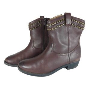Frye Boys Big Kids Diana US 3,5 Brown Leather Studded Ankle Western Boots